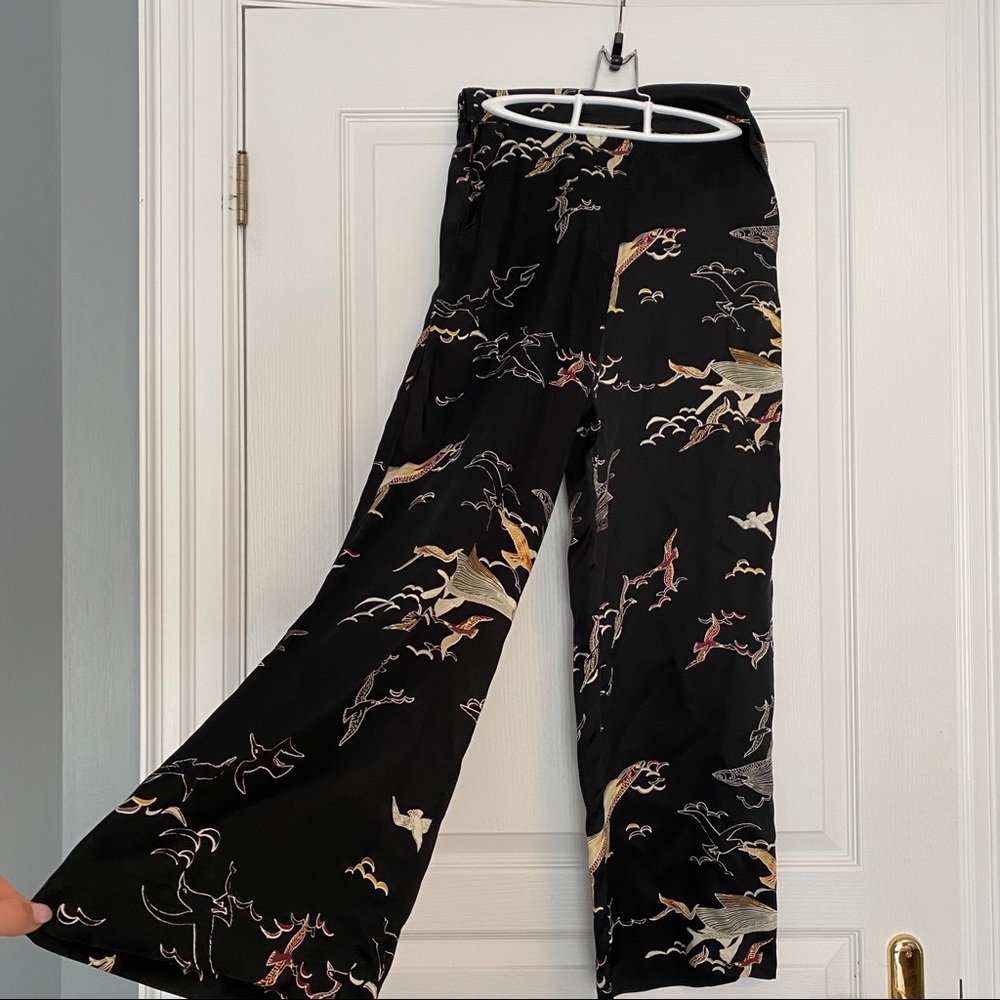 Wilfred Bird Print Wide Leg Pants Size 2